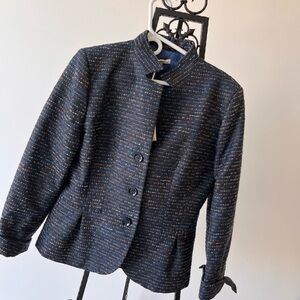 Santorelli Women's Navy Tweed Blazer